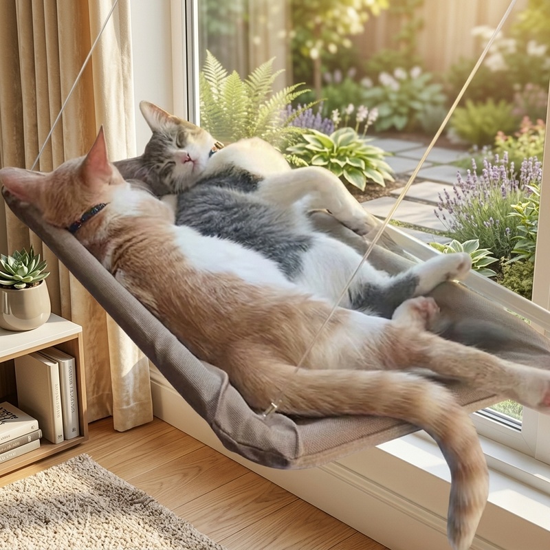 Cat Window Perch - Ultra miękkie łóżko-hamak dla kota na